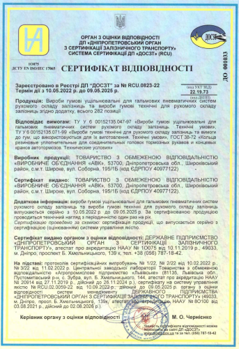Сертифікат відповідальності - АВК